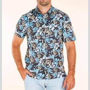 Tellum + Chop Colorado Collegiate Logo Casual Blue Hawaiian Camp Shirt xxl